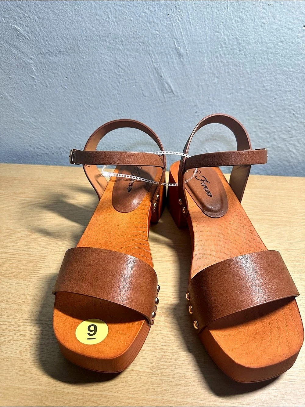 Forever Platform Ankle Strap Sandals Brown US 9